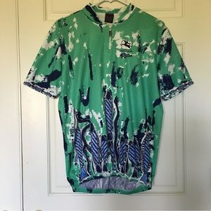 Giordana XXL Men’s Cycling Shirt Short Sleeves Back Pockets Green Blue